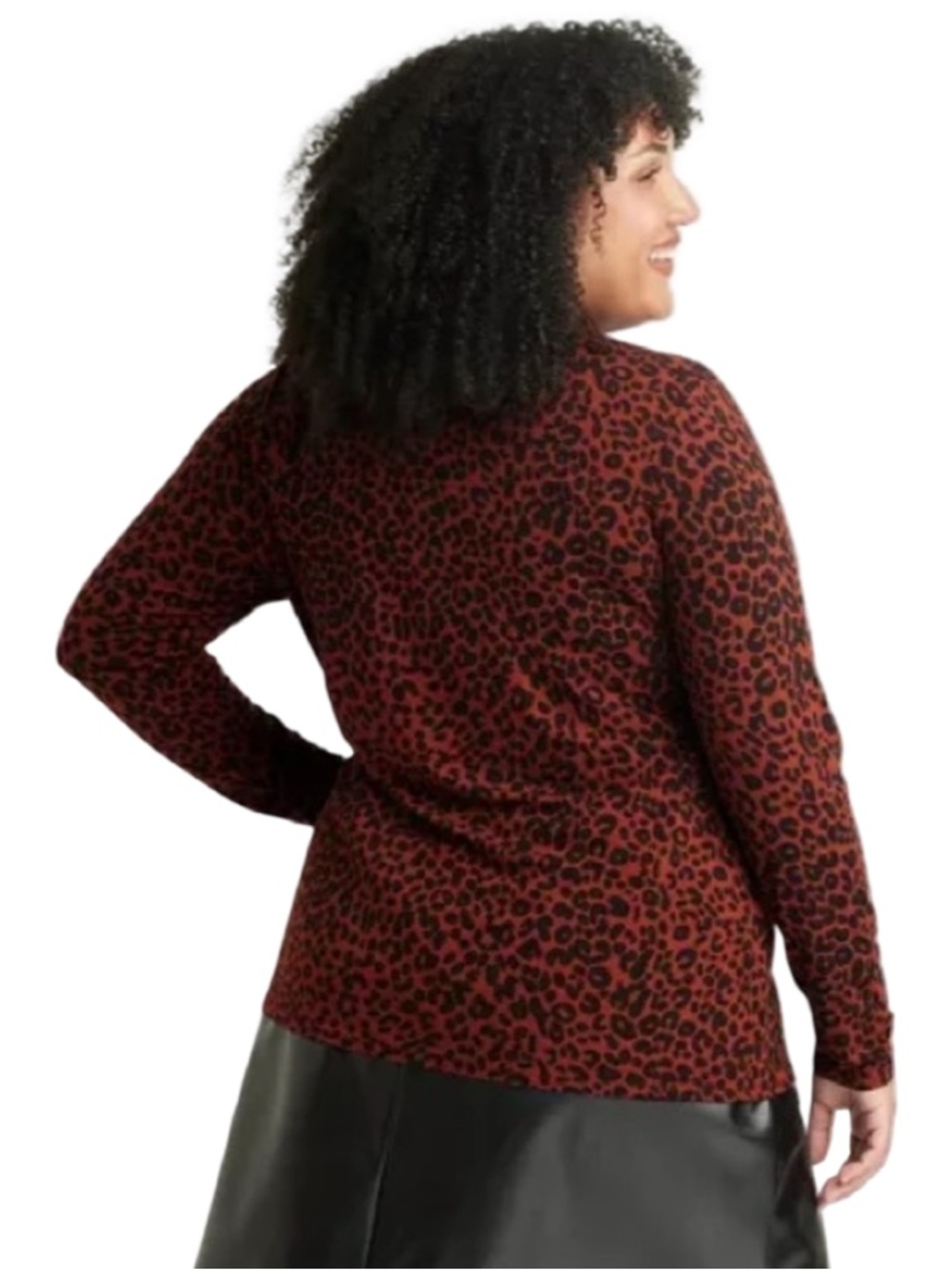 Ava & Viv Women’s Rust Black Animal Print Mock Neck Long Sleeve‎ Top Size 1X EUC - Picture 2 of 8